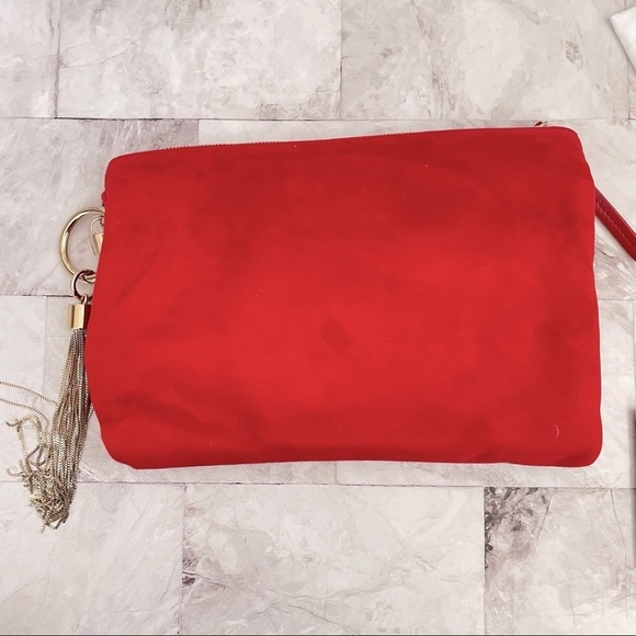 🆕 Authentic Jimmy Choo Callie Suede Clutch Bag in Red - Picture 9 of 9